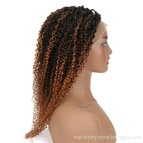 wholesale kinky curly human hair wigs, new arrival kinky curly wigs two tone wig color